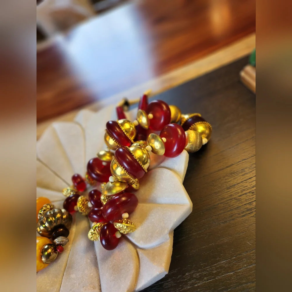 Orange, Goldtone and Red Multi Use Piece-Home Decor or Necklace - Picture 6 of 16